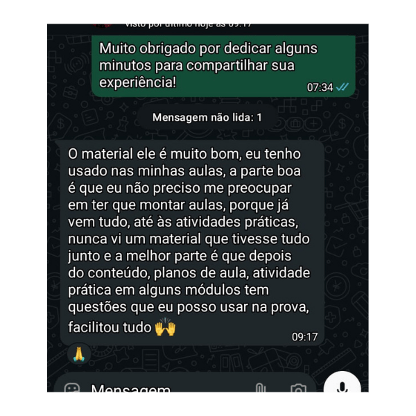 Depoimento de professora sobre usar o material em sala de aula